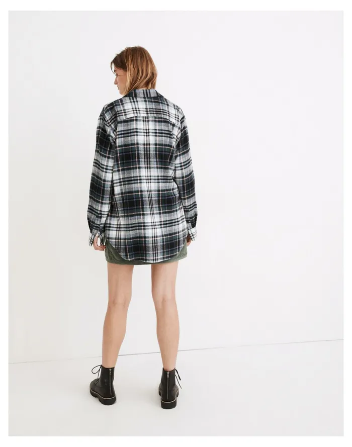 Flannel Sunday Shirt In Cronston Plaid Midnight Green Women Madewell Tops and Shirts