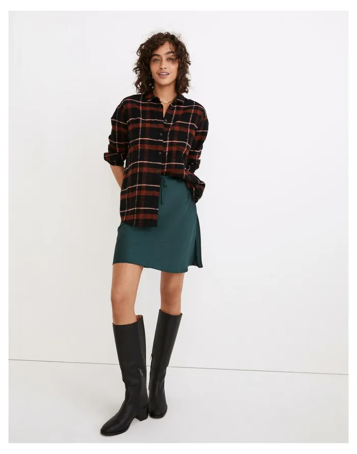Flannel Sunday Shirt In Evins Plaid True Black Women Madewell Tops and Shirts