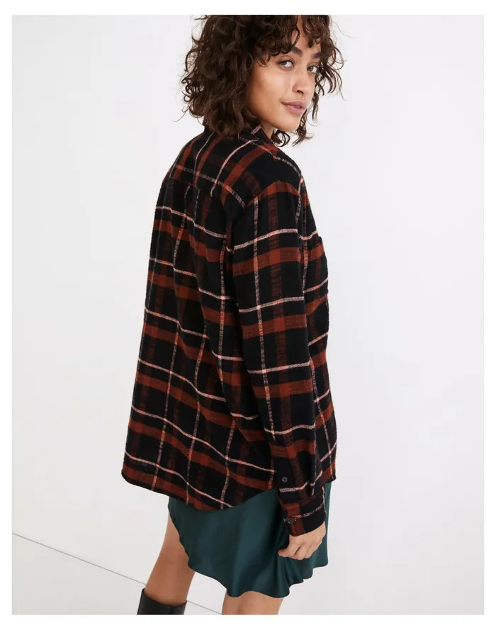 Flannel Sunday Shirt In Evins Plaid True Black Women Madewell Tops and Shirts Flannel Sunday Shirt In Evins Plaid True Black Women Madewell Tops and Shirts