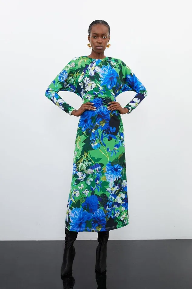 Floral Jungle Jersey Crepe Batwing Sleeve Maxi Dress Floral Women Karen Millen Dresses