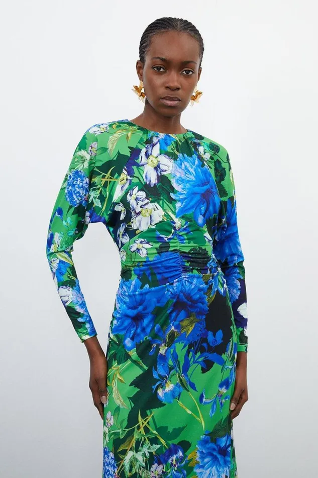 Floral Jungle Jersey Crepe Batwing Sleeve Maxi Dress Floral Women Karen Millen Dresses