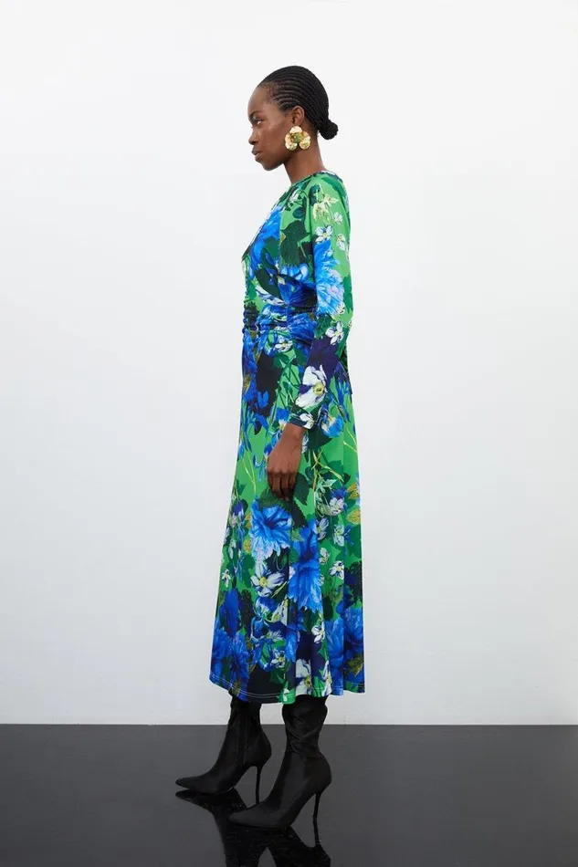 Floral Jungle Jersey Crepe Batwing Sleeve Maxi Dress Floral Women Karen Millen Dresses