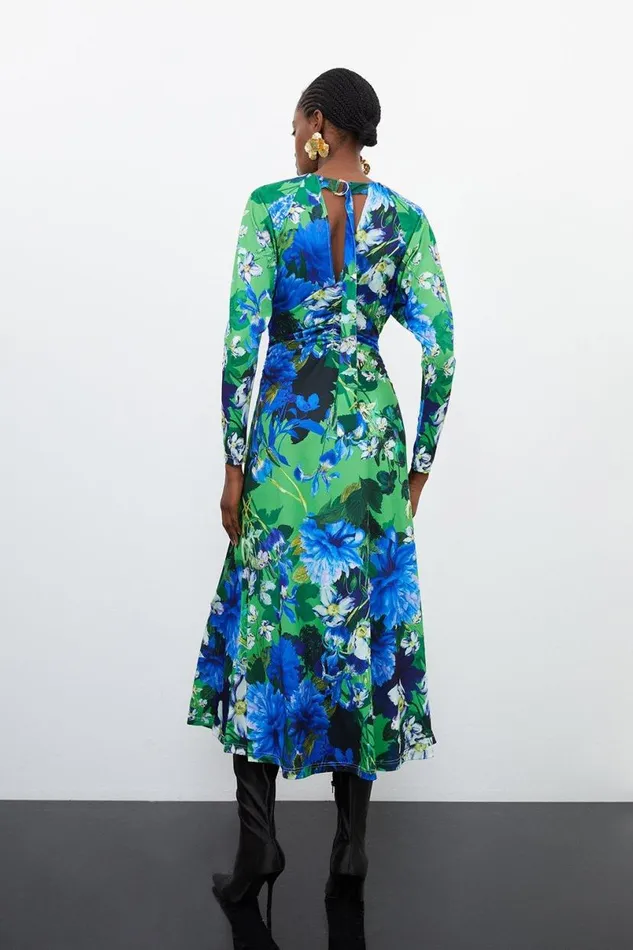 Floral Jungle Jersey Crepe Batwing Sleeve Maxi Dress Floral Women Karen Millen Dresses