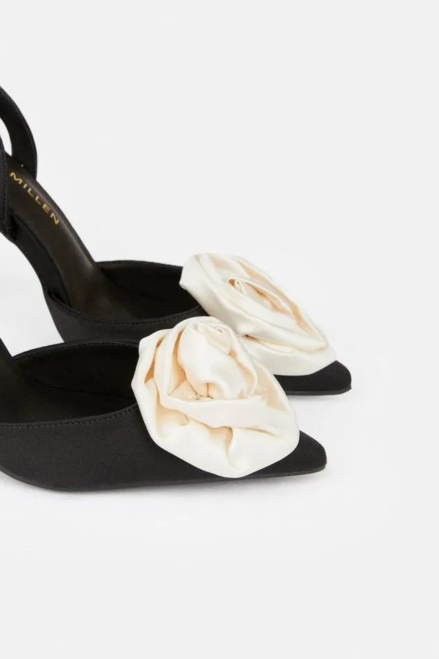 Flower Detail Court Slingback Heel Mono Women Karen Millen Heels