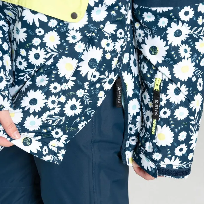 Freehand Overhead Ski Jacket Moonlight Denim Daisy Print Kids Dare 2b Ski Jackets
