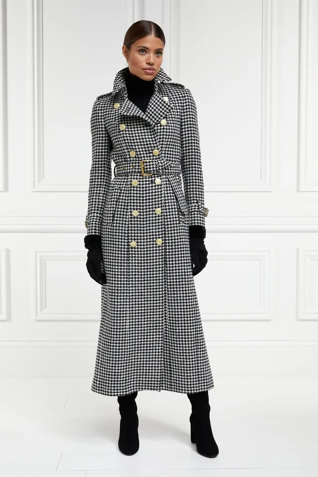 Full Length Marlborough Trench Coat Houndstooth Women Holland Cooper Coats