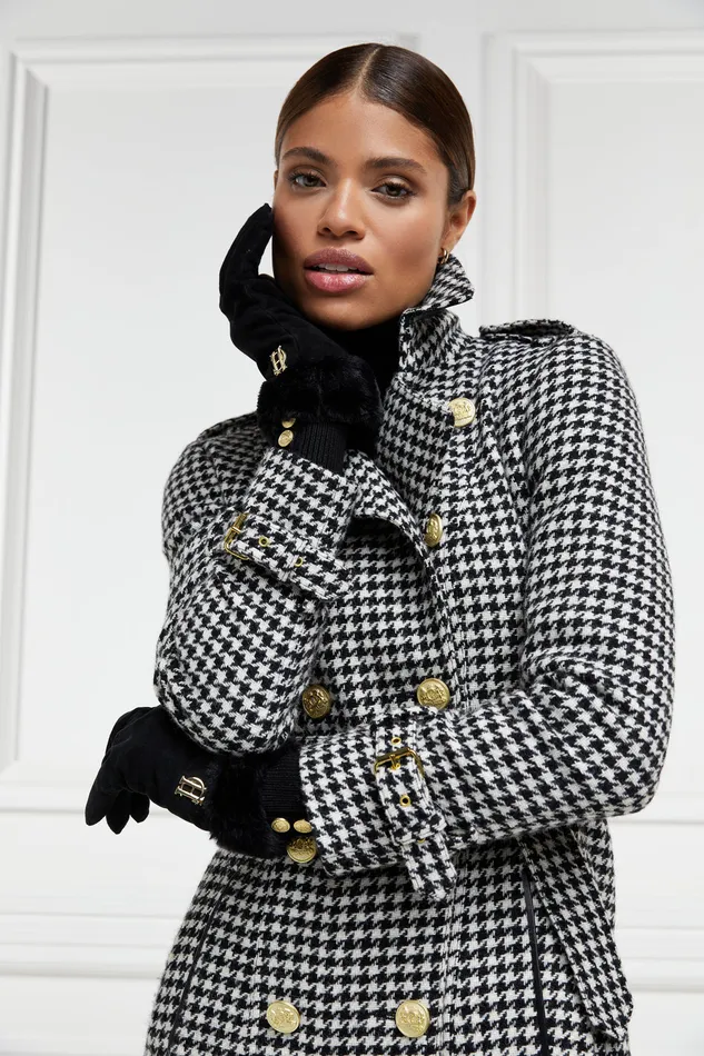 Full Length Marlborough Trench Coat Houndstooth Women Holland Cooper Coats