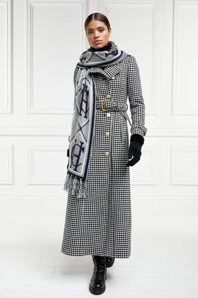 Full Length Marlborough Trench Coat Houndstooth Women Holland Cooper Coats
