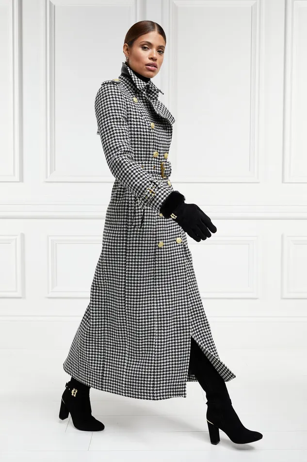 Full Length Marlborough Trench Coat Houndstooth Women Holland Cooper Coats