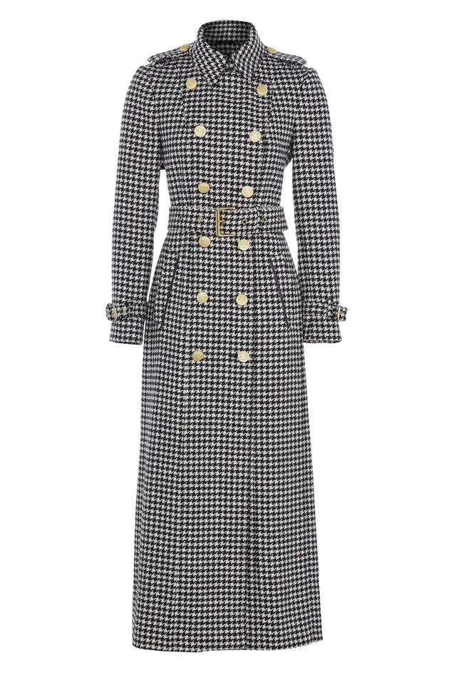 Full Length Marlborough Trench Coat Houndstooth Women Holland Cooper Coats