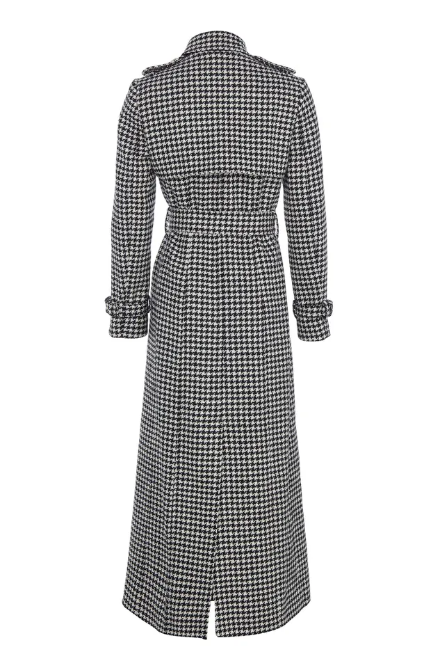Full Length Marlborough Trench Coat Houndstooth Women Holland Cooper Coats