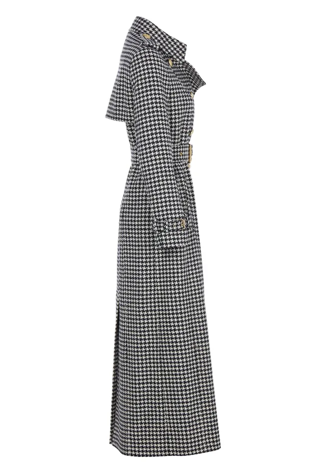 Full Length Marlborough Trench Coat Houndstooth Women Holland Cooper Coats
