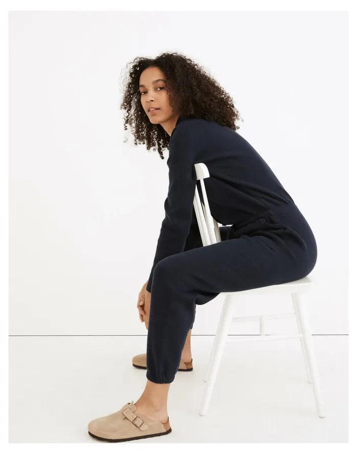 Gaitwin Tie Waist Sweater Jumpsuit Heather Harbor Women Madewell Sweaters Gaitwin Tie Waist Sweater Jumpsuit Heather Harbor Women Madewell Sweaters