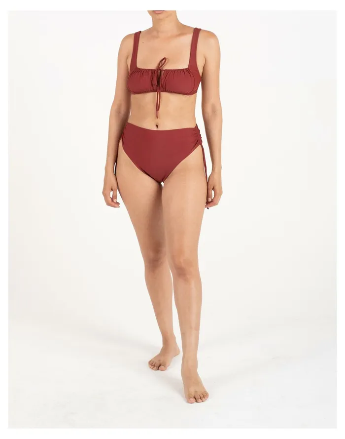 GALAMAAR Rouched Bottom Dark Red Women Madewell Swim