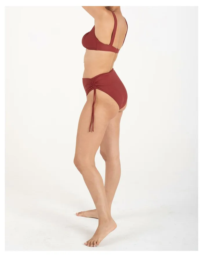 GALAMAAR Rouched Bottom Dark Red Women Madewell Swim