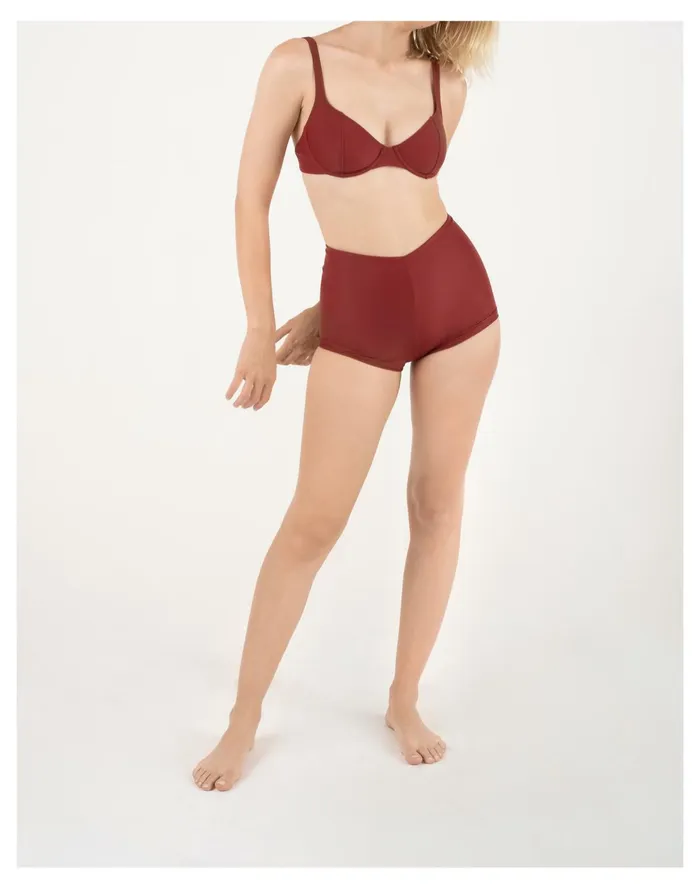 GALAMAAR Tap Short Dark Red Women Madewell Swim