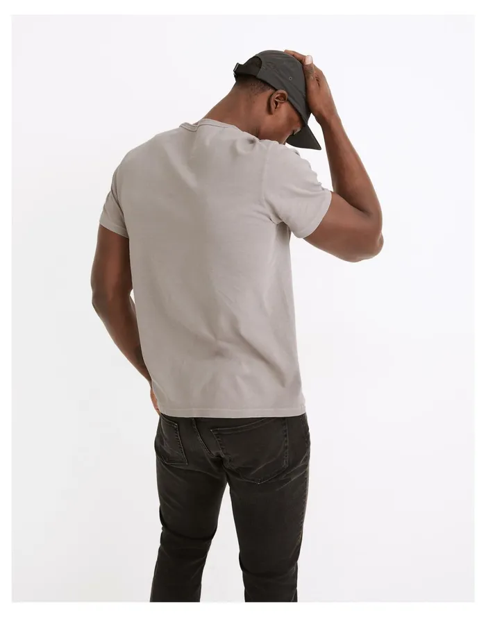 Garment Dyed Allday Crewneck Pocket Tee Steel Dawn Men Madewell Tees