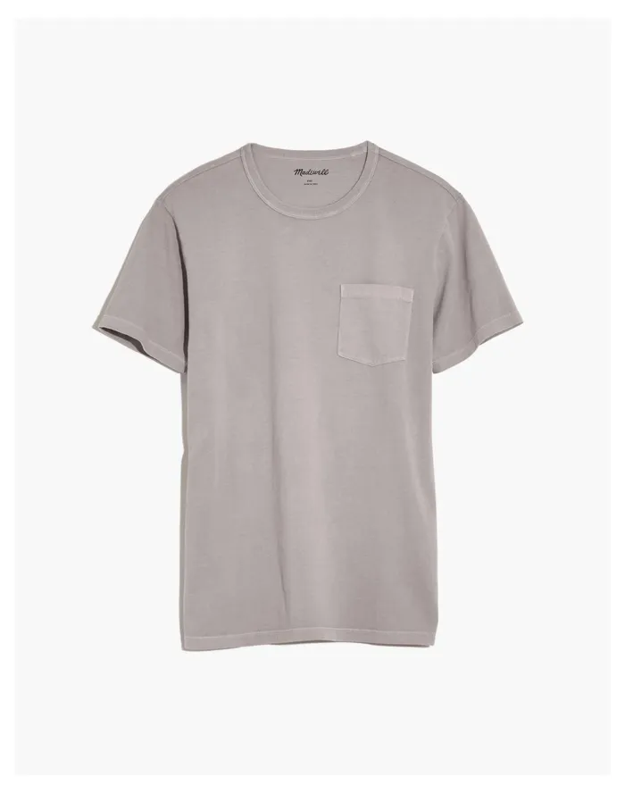 Garment Dyed Allday Crewneck Pocket Tee Steel Dawn Men Madewell Tees