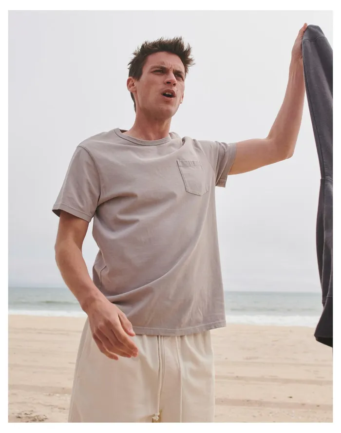 Garment Dyed Allday Crewneck Pocket Tee Steel Dawn Men Madewell Tees