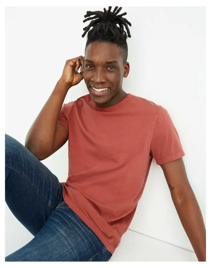 Garment Dyed Allday Crewneck Tee Weathered Brick Men Madewell Tees