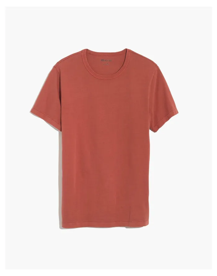 Garment Dyed Allday Crewneck Tee Weathered Brick Men Madewell Tees Garment Dyed Allday Crewneck Tee Weathered Brick Men Madewell Tees