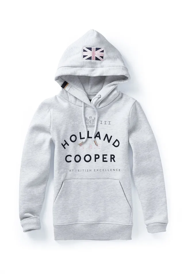 GBE Flock Logo Hoodie Mid Grey Marl Women Holland Cooper Hoodies GBE Flock Logo Hoodie Mid Grey Marl Women Holland Cooper Hoodies