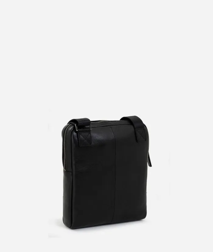 Geo Classic Black Leather Shoulder Strap Man Alviero Martini Crossbody and Messenger Bags