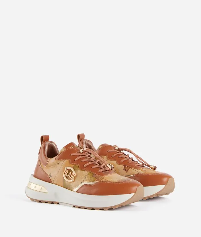 Geo Road Marrakech Faux Napa Leather Sneakers Chestnut Woman Alviero Martini Sneakers