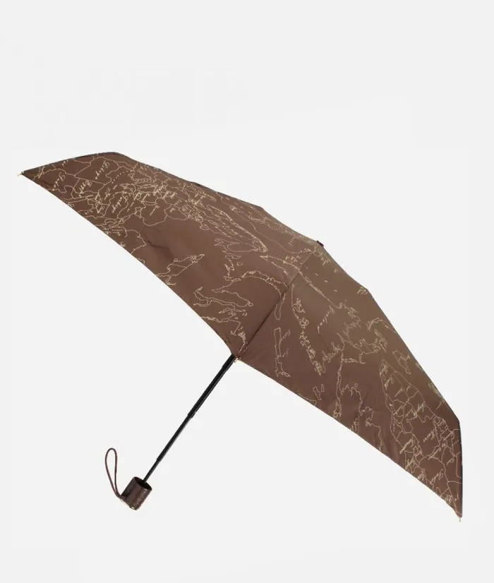Geo Supermini Umbrella With Case Brown Woman Alviero Martini Umbrellas