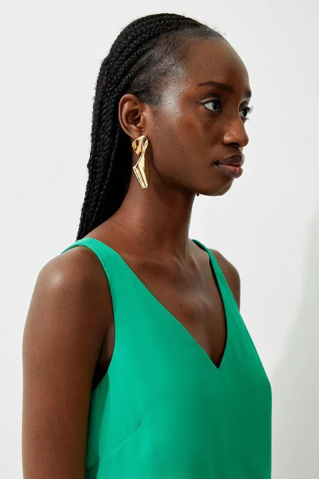 Georgette Woven Cami Top Green Women Karen Millen Tops