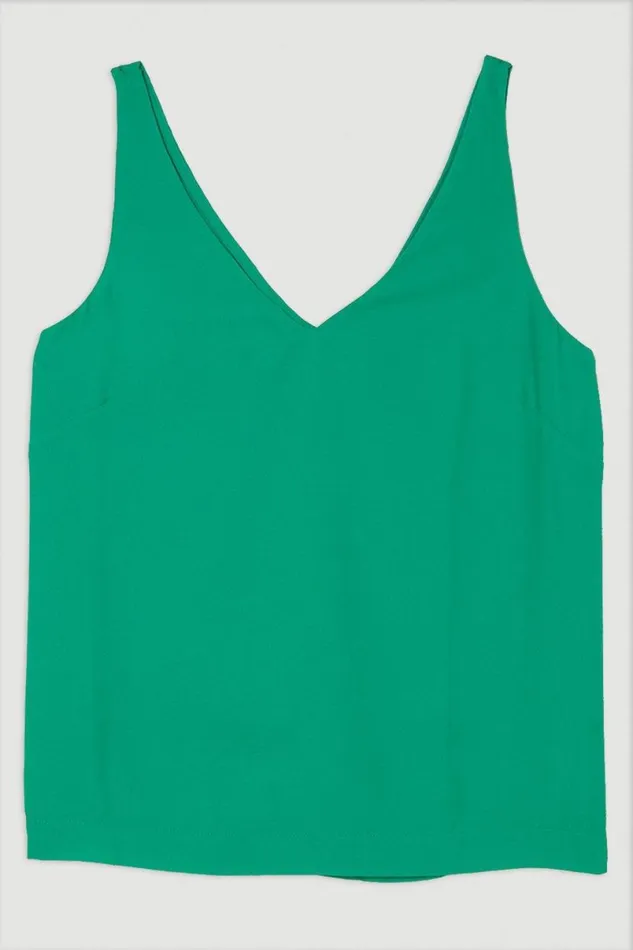 Georgette Woven Cami Top Green Women Karen Millen Tops