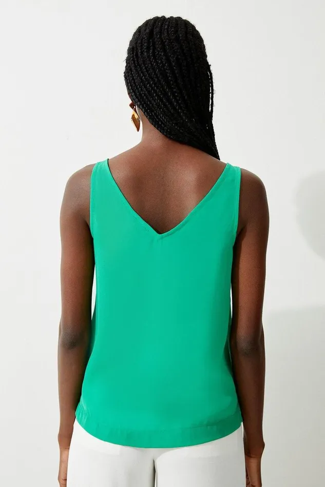 Georgette Woven Cami Top Green Women Karen Millen Tops