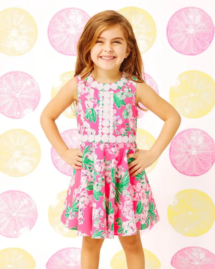 Girls Girls Dresses and Rompers Lilly Pulitzer Girls Idala Cotton Dress Roxie Pink Worth A Look