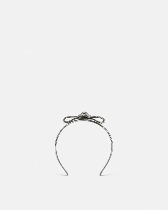 Hair Accessories Women Versace Metal Mesh Gianni Ribbon Headband Silver