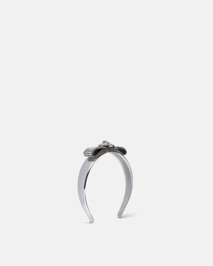 Hair Accessories Women Versace Metal Mesh Gianni Ribbon Headband Silver