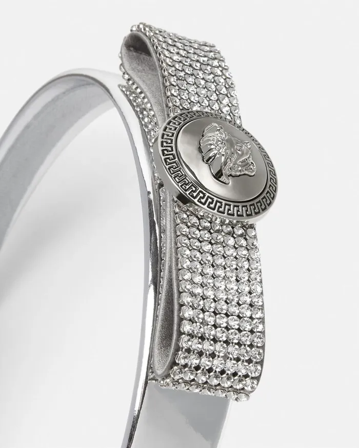 Hair Accessories Women Versace Metal Mesh Gianni Ribbon Headband Silver
