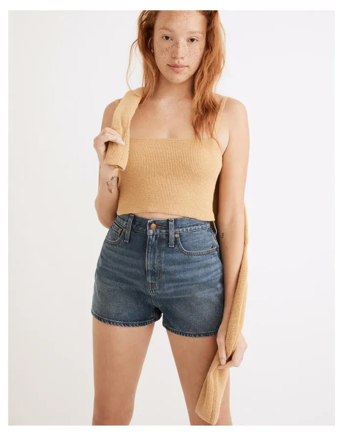 Halstead Square Neck Sweater Tank Autumn Gold Women Madewell Sweaters