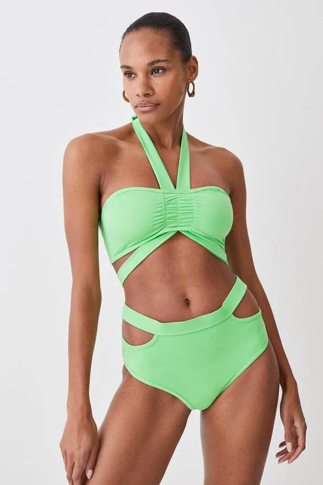 Halter Neck Bikini Top Green Women Karen Millen Swimwear