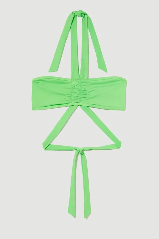 Halter Neck Bikini Top Green Women Karen Millen Swimwear