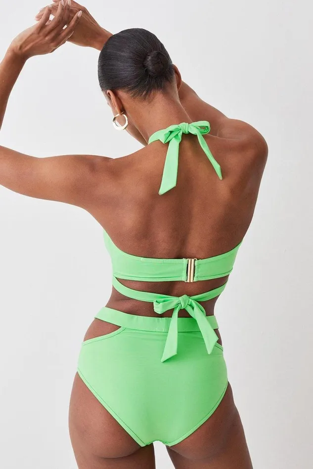 Halter Neck Bikini Top Green Women Karen Millen Swimwear