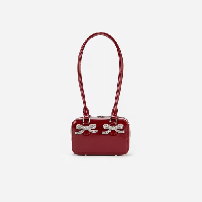 Handbags Women Self Portrait Burgundy Leather Shoulder Bag
