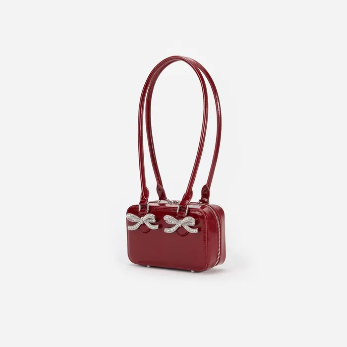 Handbags Women Self Portrait Burgundy Leather Shoulder Bag