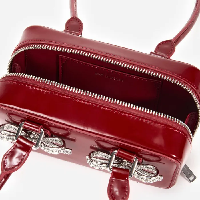 Handbags Women Self Portrait Burgundy Leather Shoulder Bag