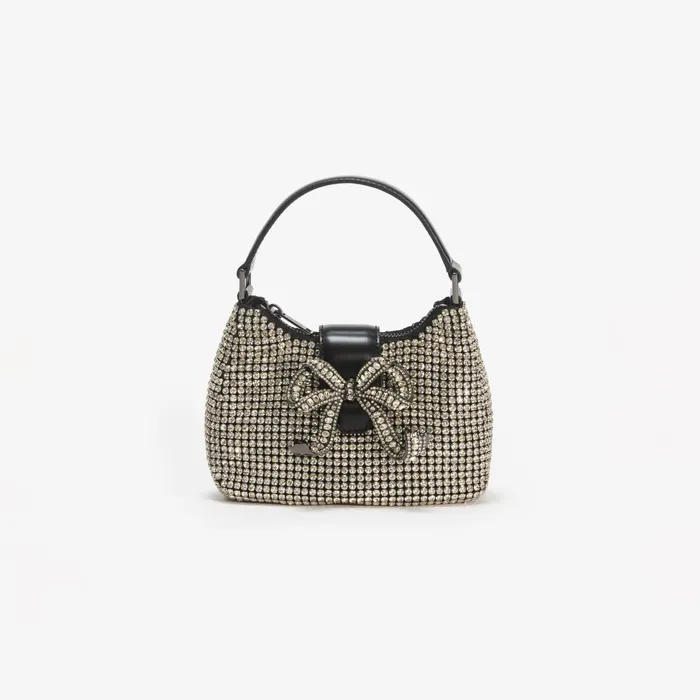Handbags Women Self Portrait Champagne Diamante Crescent Bow Bag
