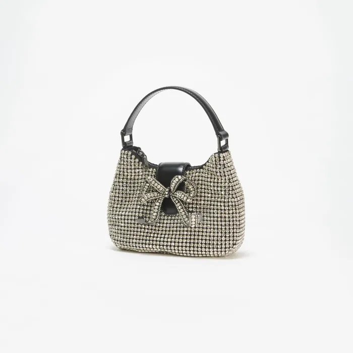 Handbags Women Self Portrait Champagne Diamante Crescent Bow Bag