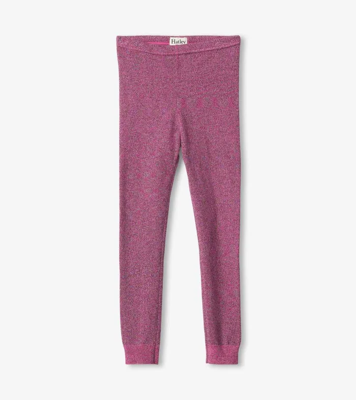 Hatley Bottoms Girls Girls Pink Glitter Knit Leggings