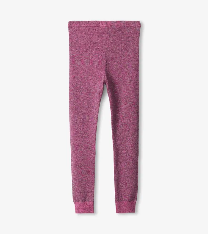 Hatley Bottoms Girls Girls Pink Glitter Knit Leggings