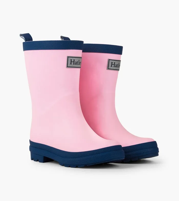 Hatley Rainwear GirlsBaby and Toddler Pink and Navy Matte Rain Boots