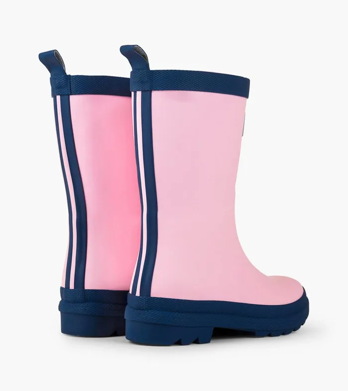 Hatley Rainwear GirlsBaby and Toddler Pink and Navy Matte Rain Boots