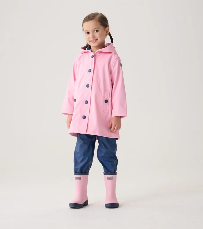 Hatley Rainwear GirlsBaby and Toddler Pink and Navy Matte Rain Boots